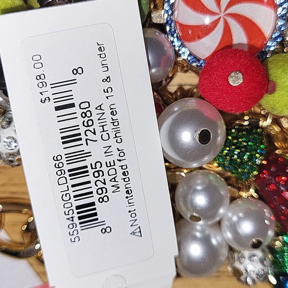 Betsey Johnson Peppermint Pearl Light Bulb Colorful Statement Necklace Ty HL - Picture 6 of 6